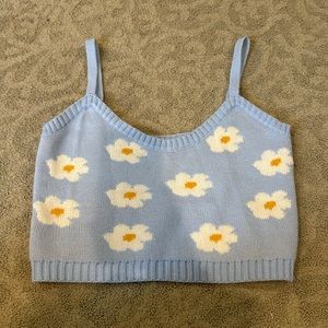 Altar’d State blue daisy knit tank top